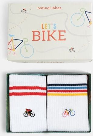 Natural Vibes 2-Pack Bicycle | Bio GOTS | Geschenkset Fahrrad | Bunte Tennissocken | Herren Damen Socken |
