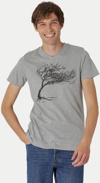 Peaces.bio - handbedruckte Biomode Bio-Herren-T-Shirt V-Neck Windy Tree