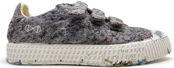 Veganer Sneaker "nat-2 Mover Low Velcro" grey aus recycelten Fashion Textilien, Cord, Kork und Zuckerrohr