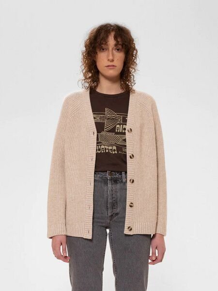 Nudie Jeans Strickjacke Kristina Rib - Oat White