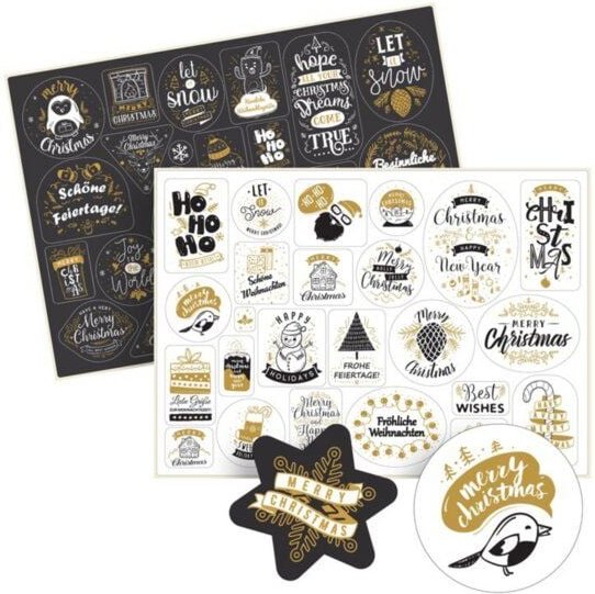 Fines Papeterie 50 Aufkleber WEIHNACHTEN * Sticker auf 2 Bögen * unterschiedliche Motive