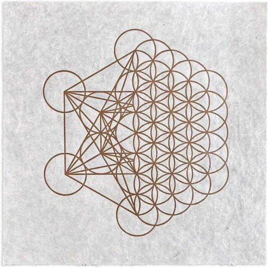 Veskor Cassiopeia METAFLOWER Heilige Geometrie Linoldruck | 35 × 35 cm | Kupfer auf Naturweiß