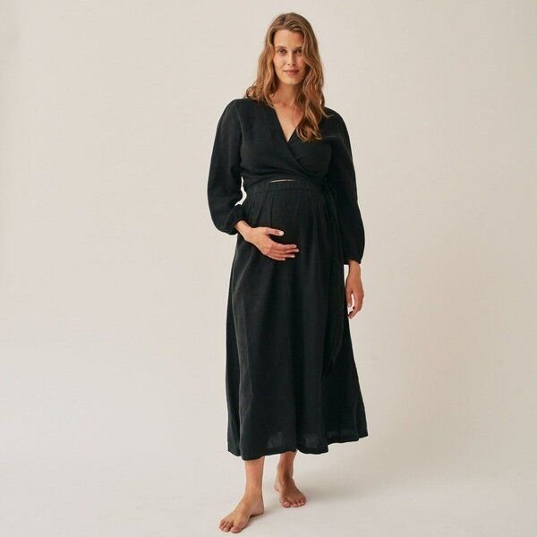 The Mama Set The Linen Wrap Dress