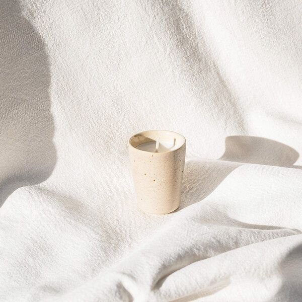 EDDA stoneware Handgemachte Steingut Mini Kerze Eelina - ohne Duft