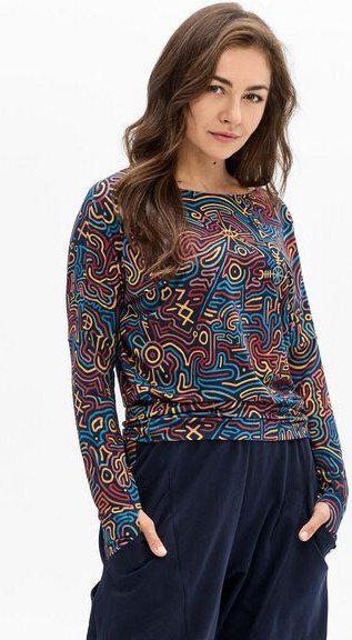 KOKOworld Bluse Be My Valentine Damen – Viskose EcoVero – figurbetont & bequem – mit Daumenloch – farbenfroher Print – f...