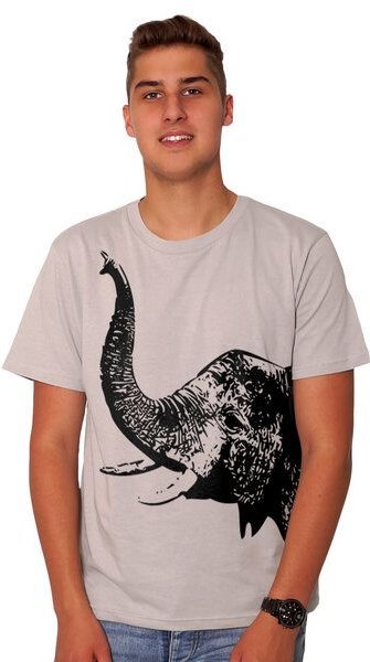 HANDGEDRUCKT "Elefant" Herren T-Shirt