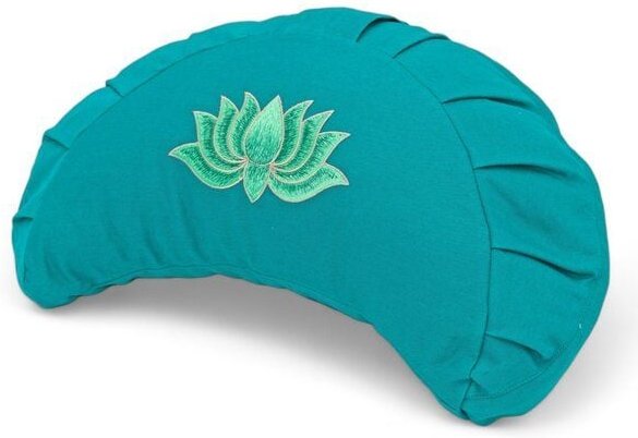 BAGHI Meditationskissen Halbmond kräftige Farben mit Lotus Bestickung im Farbverlauf Bio-Baumwolle kbA