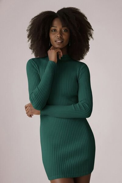 l'amour est bleu Geripptes Kleid aus Bio-Baumwolle