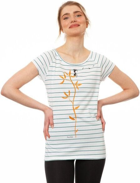 FellHerz Damen T-Shirt Me Time striped white teal Bio Fair und Vegan