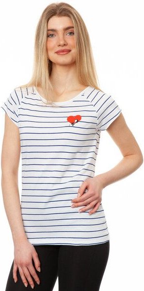 FellHerz Damen T-Shirt Valentine Girl striped blue white Bio Fair und Vegan
