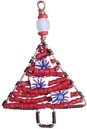 Global Mamas Upcycling Christbaumschmuck - Weihnachtsbaum - S/L - Rainbow/Weiß/Rot - Weihnachten - Geschenkdeko - Weih...