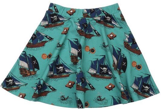 Kinderrock GOTS zertifiziert, grün, Piratenschiff-Allover, weich & bequem, Sommerlook – Walkiddy