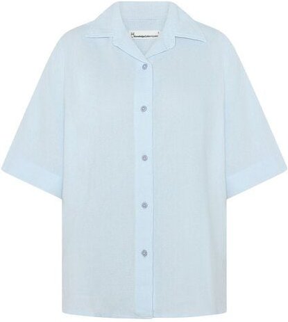 KnowledgeCotton Apparel Lockere kurzarm Hemdbluse mit Struktur aus Bio-Baumwolle