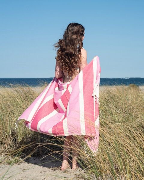 Yolunda Hamamtuch, Strandtuch Dalya Bio-Baumwolle zweifarbig gestreift