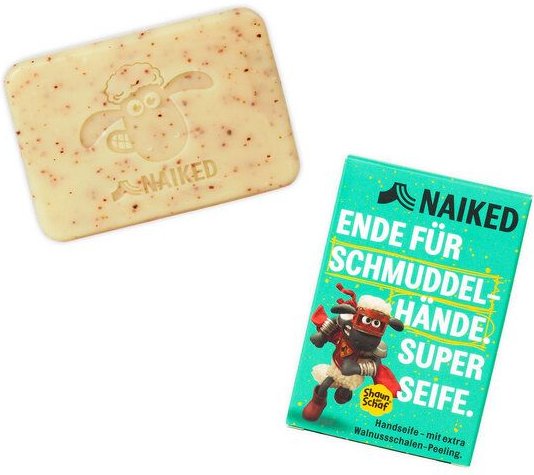 NAIKED Shauns Superseife - Shaun das Schaf - Handseife mit Walnussschalen-Peeling