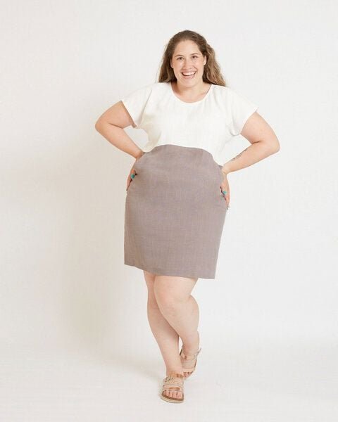 Thumbnail - WiDDA berlin Kleid TOO TAUPE mit Leinen