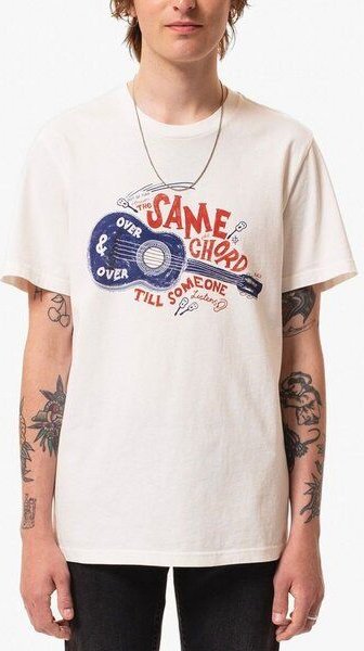 Nudie Jeans Herren T-Shirt "Roy" Gitarr - Off white