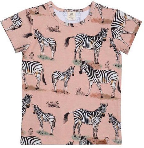 Baby T-Shirt GOTS zertifiziert, rosa, Zebra-Allover, 95% Bio-Baumwolle, elastisch – Walkiddy