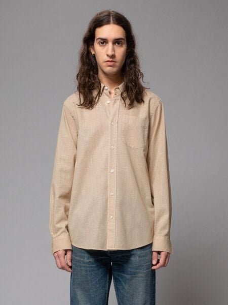 Nudie Jeans Herren Hemd "Chuck BD Summer Breeze", Cream