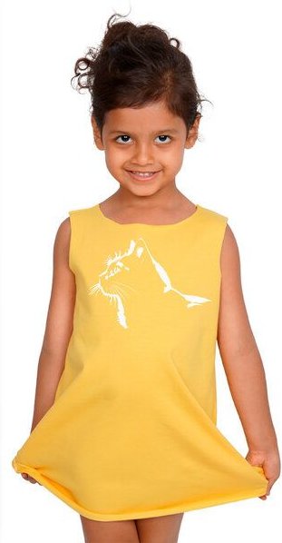 HANDGEDRUCKT "Stubentiger" Kinder Biokleidchen (kbA) Katze