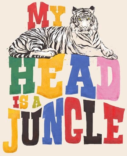 Photocircle Poster / Leinwandbild - My Head Is A Jungle - Tiger Colorful Type