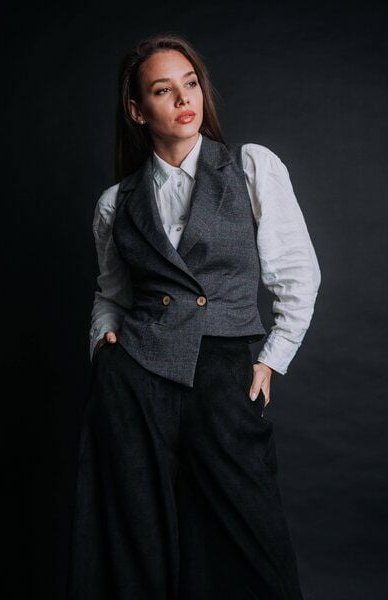 De IONESCU Damen Cordhose Palazzo – Bio & Fair produziert