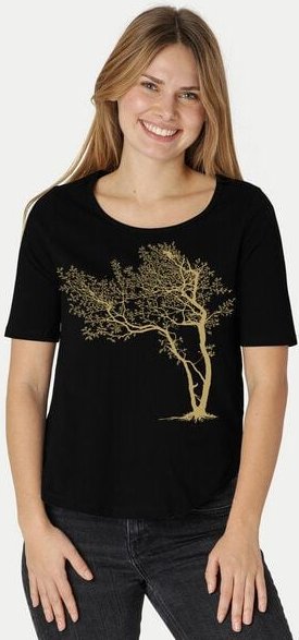 Peaces.bio - handbedruckte Biomode Damen Halbarm-Shirt Fancy Tree