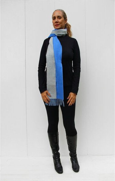 B.e Quality Zweifarbiger Alpaka-Wende-Schal aus feinstem 100% peruanischer Baby-Alpakawolle