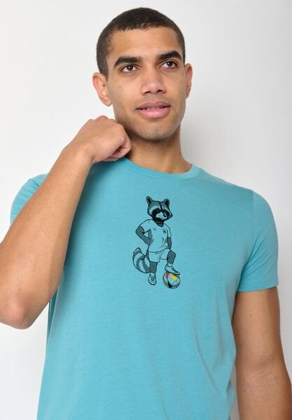 GREENBOMB Football Raccoon Guide - Sportliches T-Shirt aus Bio-Baumwolle / hochwertiger Print / GOTS / Fair & Vegan