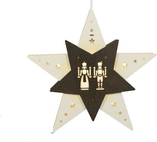 Weigla® Holzkunst Weigla Fensterbilder Stern mit verschiedenen Motiven mit LED Beleuchtung