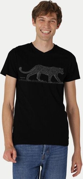 Peaces.bio - handbedruckte Biomode Bio-Herren-T-Shirt V-Neck Leopard