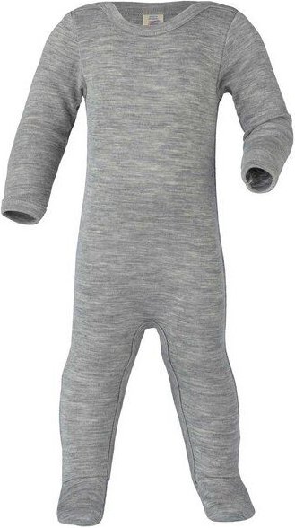 Thumbnail - Engel natur Schlafstrampler mit Füßen aus Merinowolle und Seide