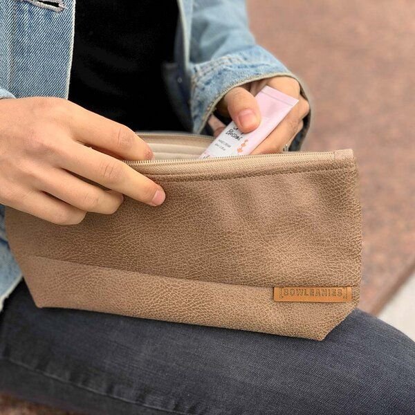 BOWLEANIES TASCHEN Schminktasche XL aus Lederfaserstoff