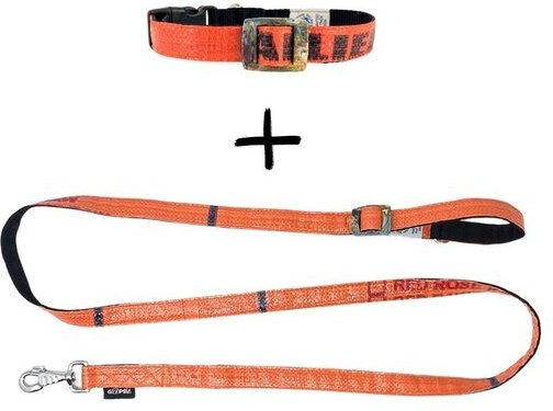 GOOPSI Hundeleine ARUGAM mit Halsband Gr. S/M (25-35cm) im Set - Orange