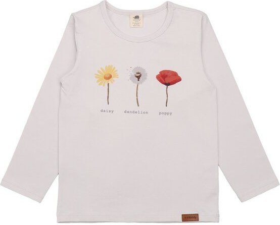 Kinder Langarmshirt GOTS zertifiziert, off-white, Blumen-Print, Bio-Baumwolle, weich – Walkiddy