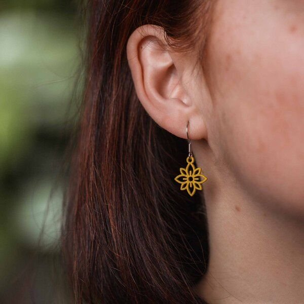 feinformart Ohrringe / Ohrhänger aus Holz - Flower mini