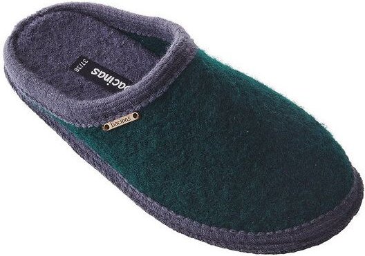 Bacinas Hausschuh Pantoffeln mit grauer Öffnung und Sohle 100% Wolle