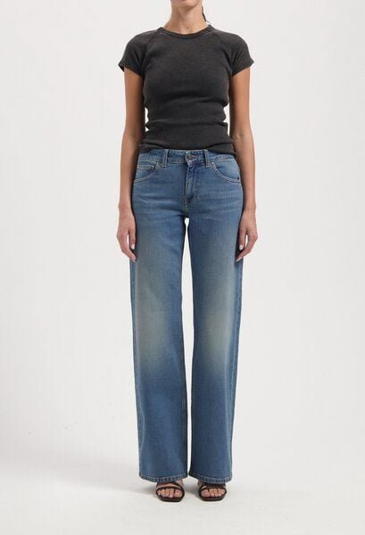 MUD Jeans Damen Jeans "Cleo Mid Loose - Earth Stone"