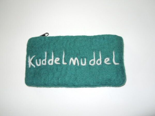 short'n'pietz handgefilzte Federtasche oder Kosmetiktäschchen mit Reißverschluß