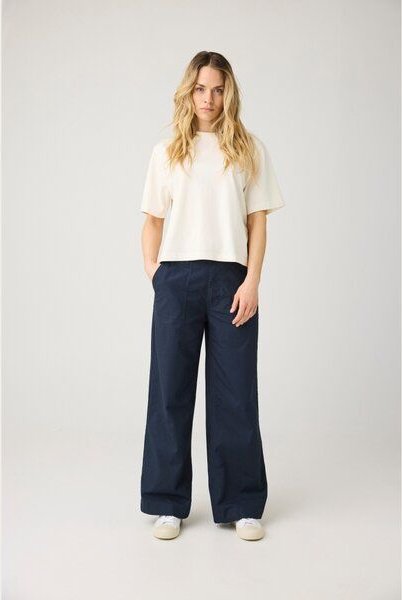 KnowledgeCotton Apparel POSEY Midrise weite Slubgarn-Cropped-Hosen GOTS/Vegan