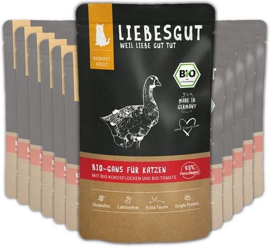 Liebesgut Tiernahrung Bio-Gans mit Bio-Kokosflocken und Bio-Tomate