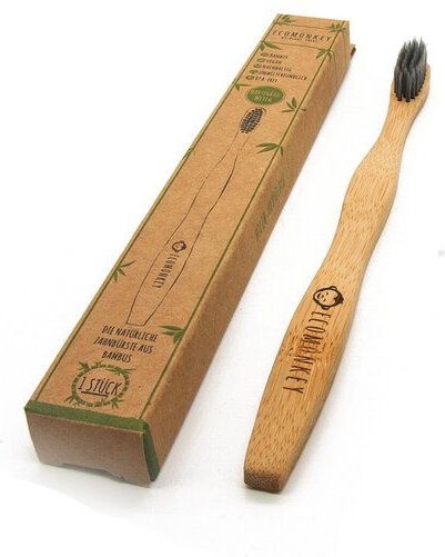 ECOMONKEY Bambus Zahnbürste - Nachhaltig, vegan, weiche Borsten, plastikfrei, 1x