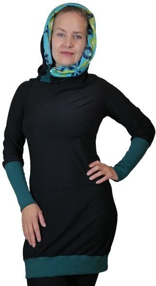 liebewicht Kapuzenkleid KapOn Jersey bunt/schwarz oder schwarz/bunt