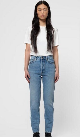 Nudie Jeans Highwaist Jeans - Breezy Britt Blue Rebel - aus Bio-Baumwolle