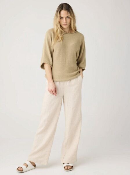 KnowledgeCotton Apparel Posey Wide Mid-Rise Linen Pants