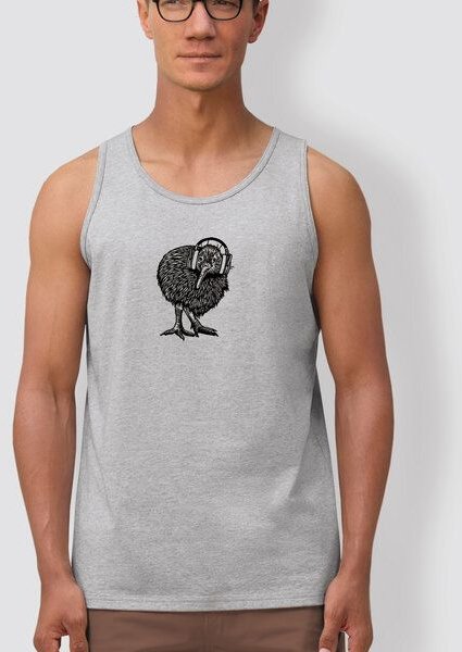 little kiwi Herren Tanktop, „Kiwis Sound“, Heather Grey