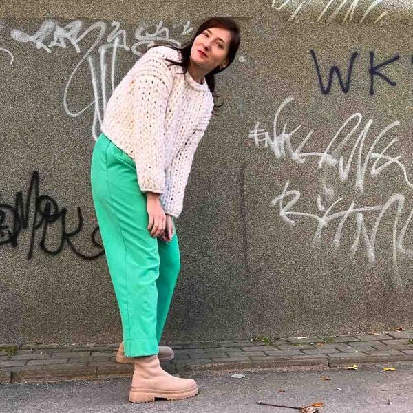 PANAPUFA bunter Strickpullover aus 100% wolle