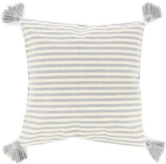 GLOBO Fair Trade Kissenbezug mit Quasten aus Recycling-Jeansstoff