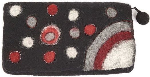 short'n'pietz handgefilztes Täschchen "Bubble" mit Reißverschluß und Stickerei