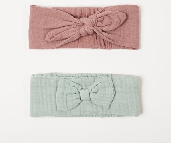 Musselin-Stirnband - 2 Stück, 'OrganicEra' aus Bio-Musselin